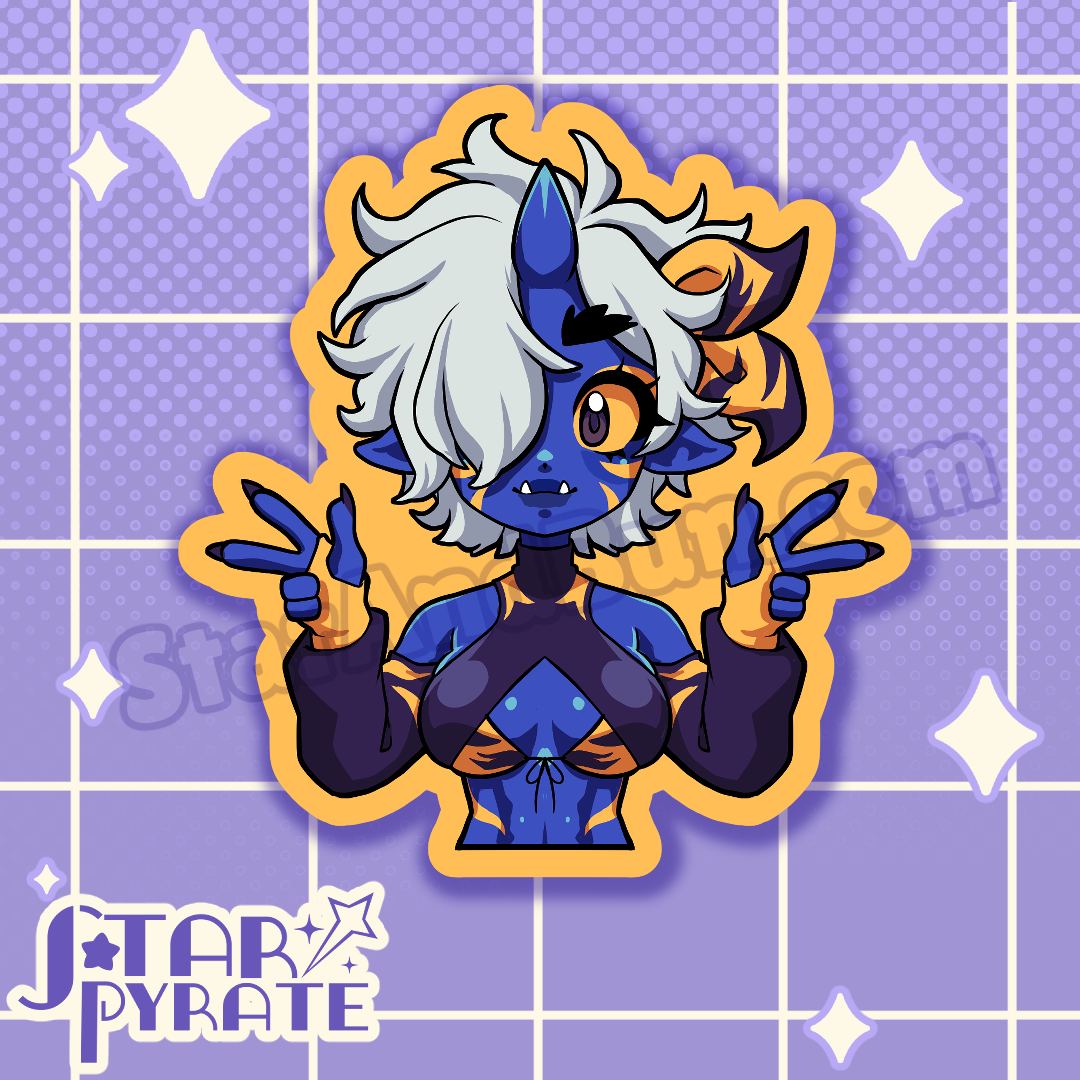 Blue Oni Girl Sticker