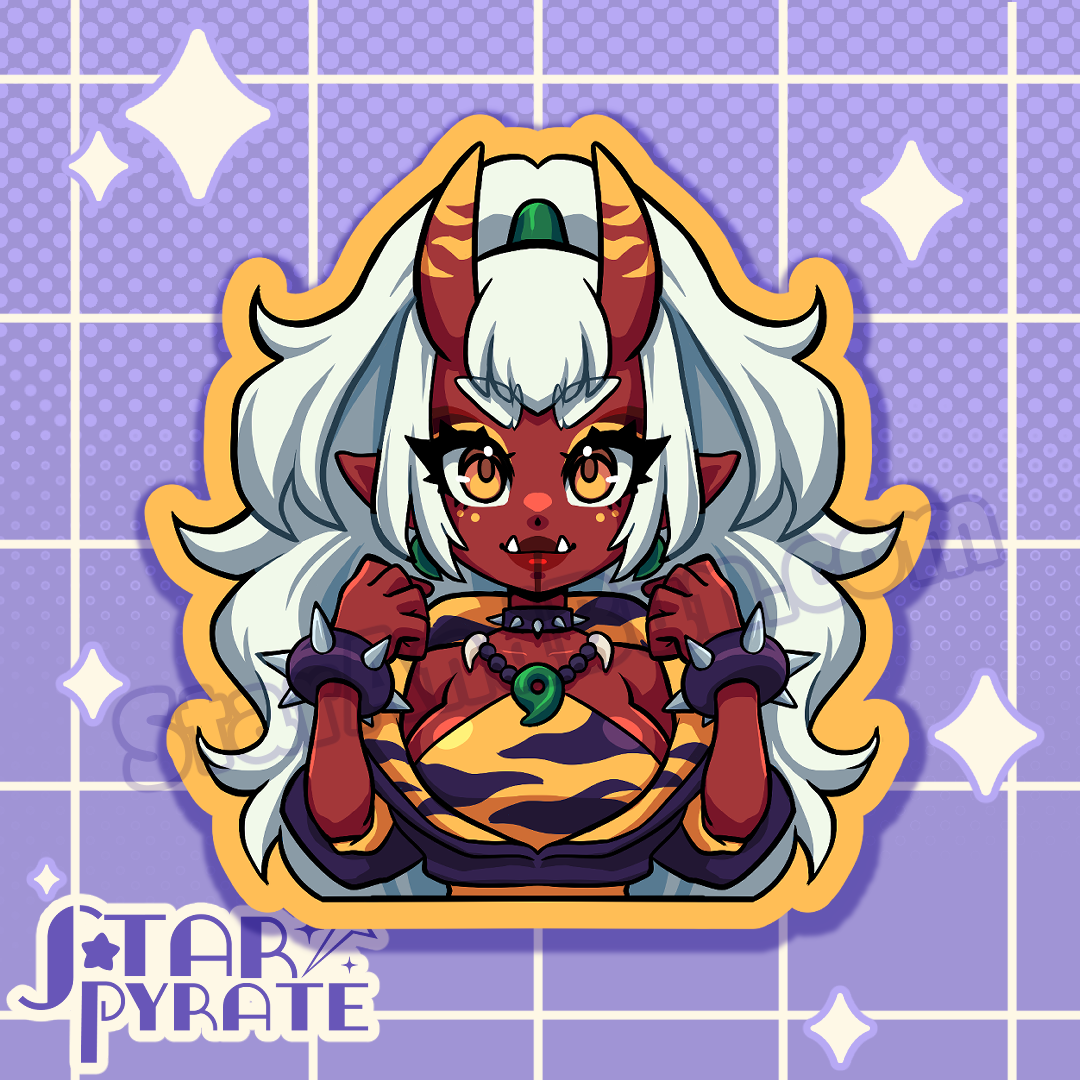 Red Oni Girl Sticker