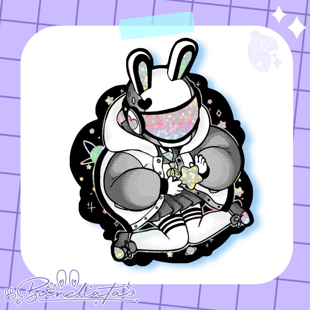 Astro Bunny Girl Holographic Sticker – Star and Bun