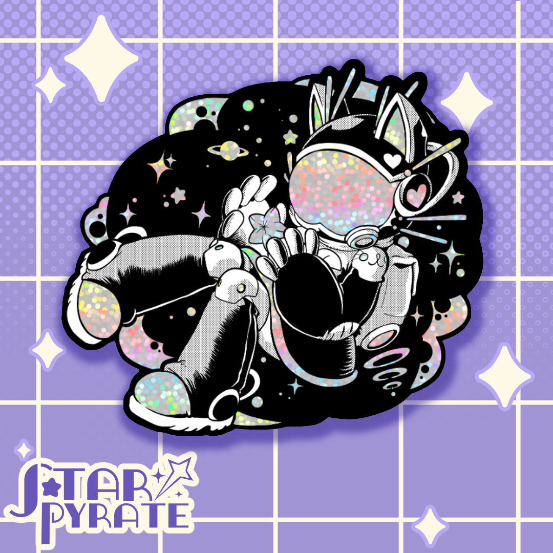 Astro Cat Girl Holographic Sticker