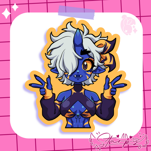 Blue Oni Girl Sticker
