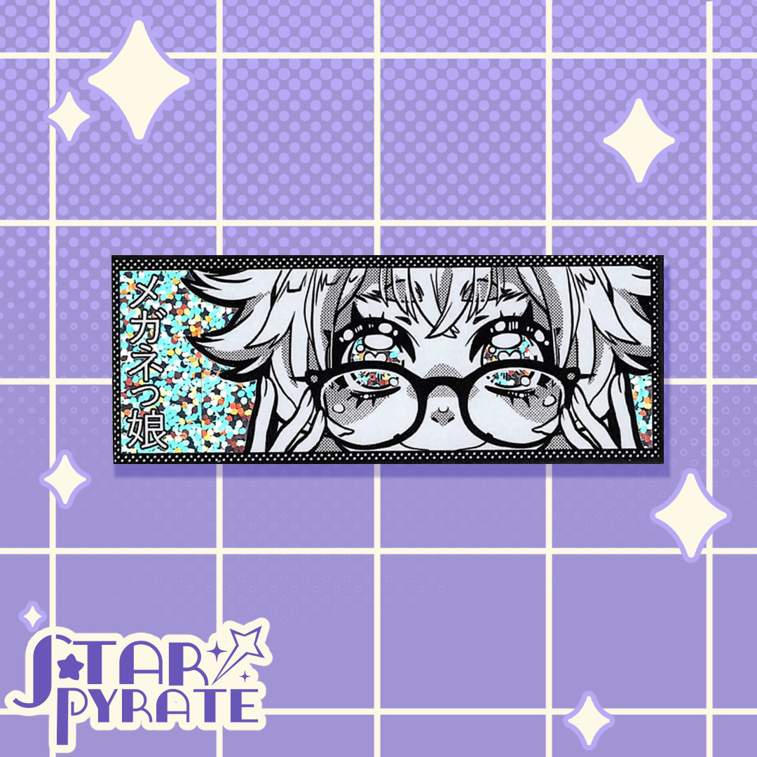 Glasses Girl / Meganekko Eyes Holographic Glitter Sticker