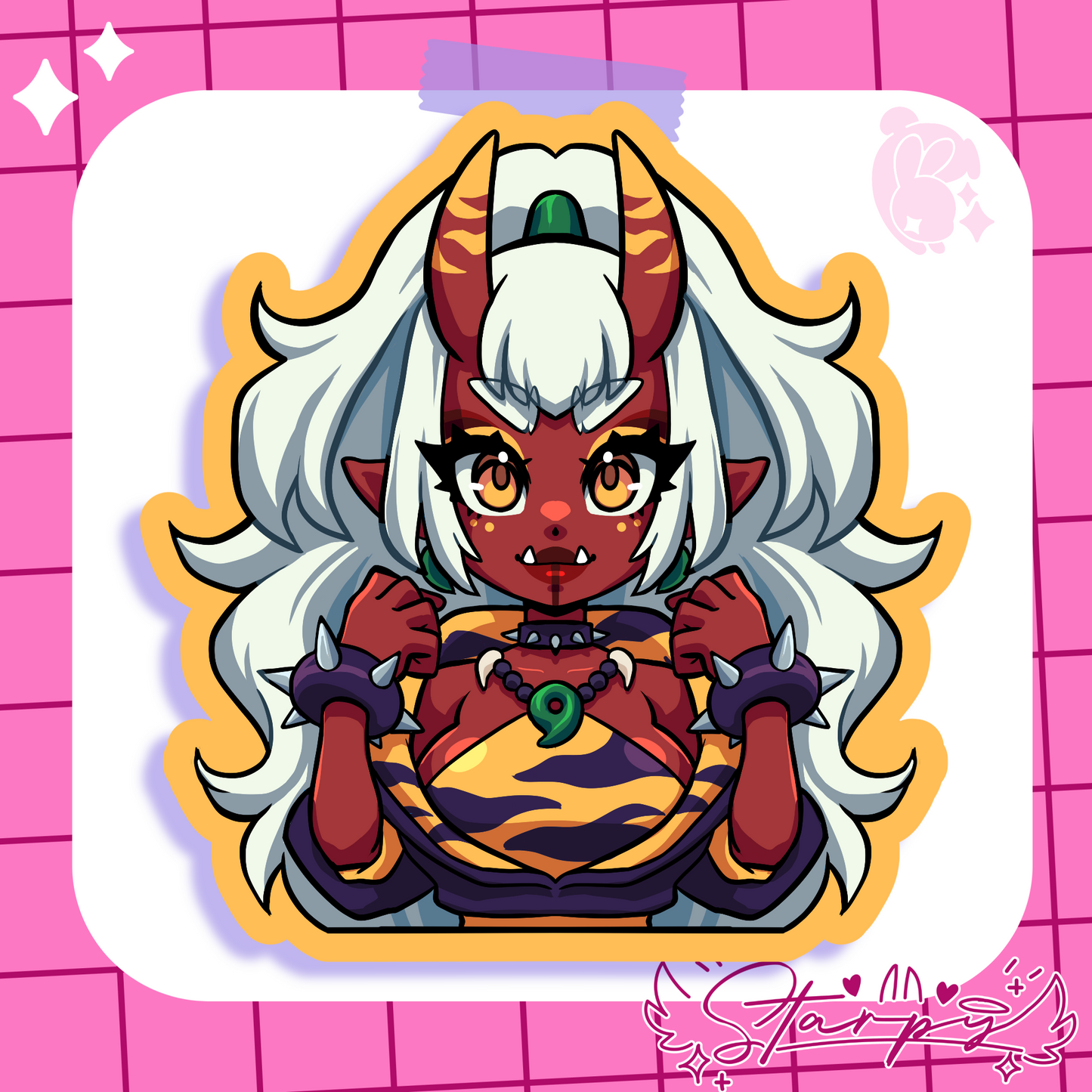 Red Oni Girl Sticker