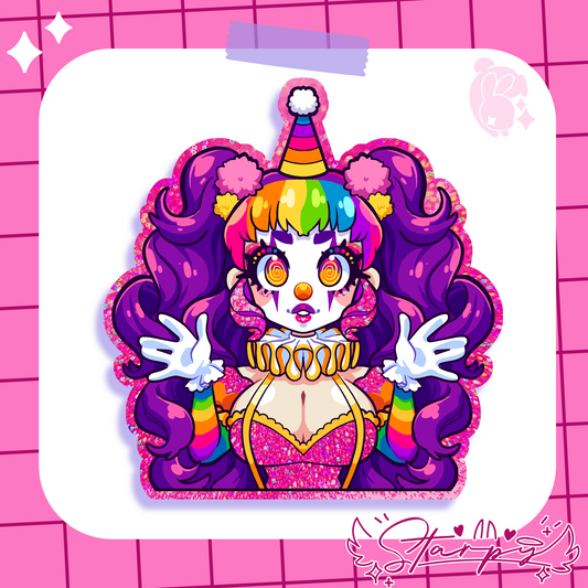 Clown Girl Holographic Glitter Sticker